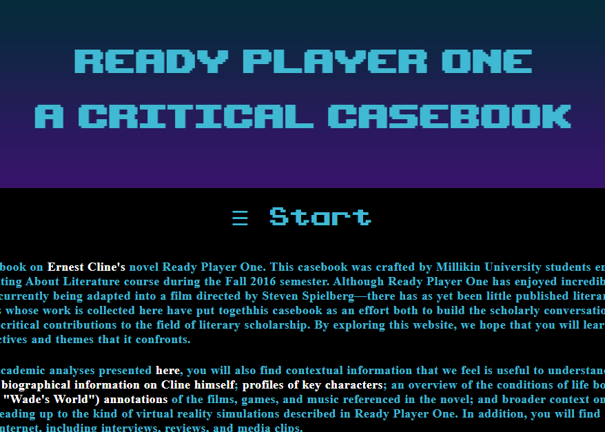 Ready Player One Casebook Home Page